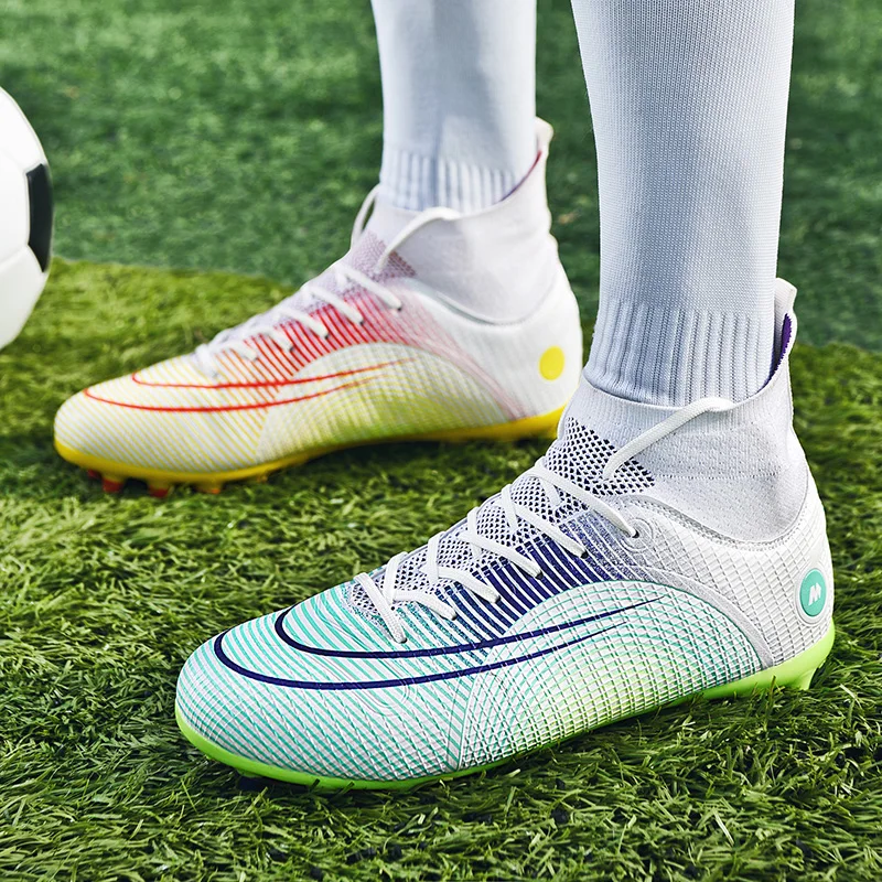 2022 Fashion Printed Professional Football Boots Men Women Futsal Shoes Turf High Soccer Sneakers for Teenager chuteira society