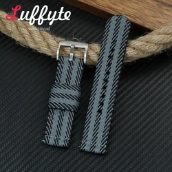 Universal Quick Release Nylon Canvas Watch Strap Bracelet - Sporty and Stylish - 22mm (Black Gray)
