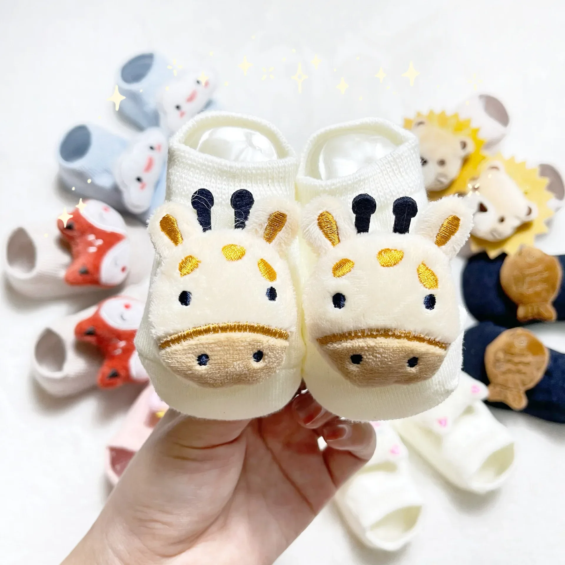 Cotton Infant Toddler Baby Boys Girls Stitch Clothes Korean Cartoon 3D Doll Newborn Rubber Anti-slip Floor Socks non slip floor socks baby socks children socks
