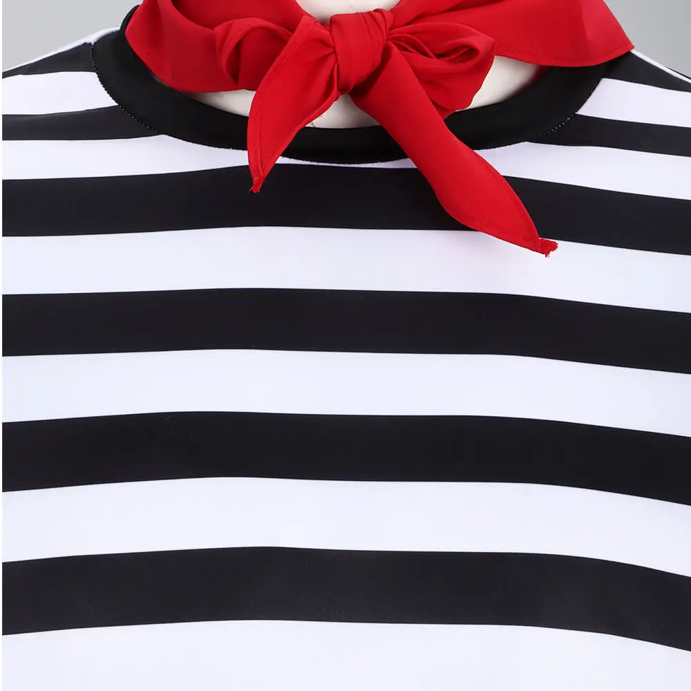 Men's French Mime Costume Mime Artist Cosplay Shirt Silent Actor Clown Striped Halloween Theme Party Outfits