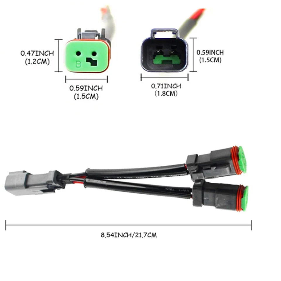 Y-Shape Dual Output Deutsch DT/DTP Adapter Splitter For LED Fog Lights, Light Bars & Off-Road Lights
