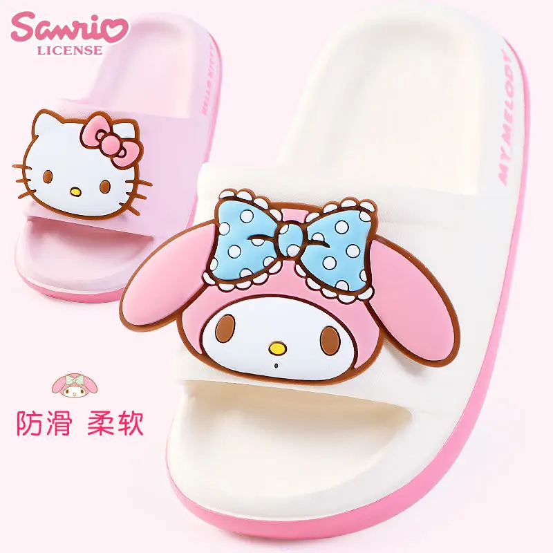 

Hello Kitty Y2K 2024 Sanrio Kawaii My Melody Children Slippers Summer Sweet Cute Kuromi Babys Non-Slip Beach Shoes Gift for Kids