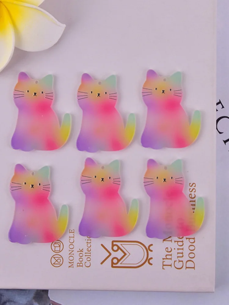 

Y2k 10pcs Kawaii Rainbow Cat Acrylic Charms for Making DIY Design Earring Necklace Keychain Jewelry Accessories Resin Pendants