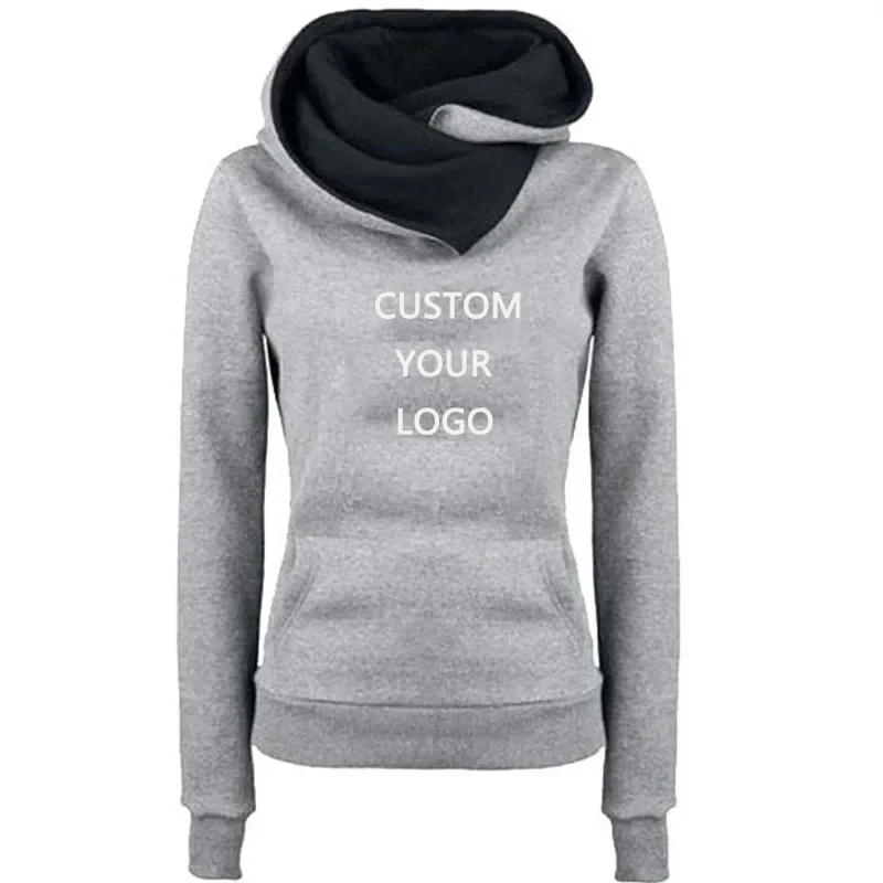 Custom Logo Women\'s Hoodies Brand Spring Autumn Hooded Pullover Pocket Fashion Casual Streetwear Printed Female Sweatshirt