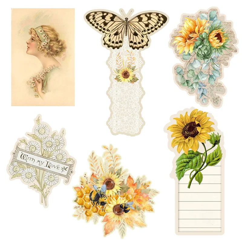 

6Pcs/Pack Vintage Butterfly Flowers Sticker DIY Craft Scrapbooking Album Junk Journal Decorative Stickers