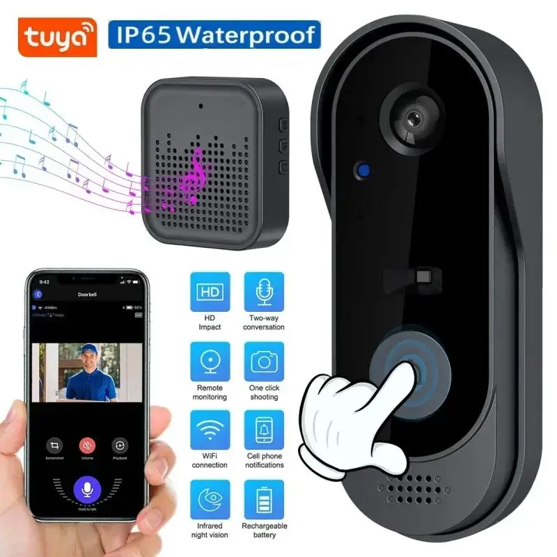 

Smart Home WIFI Doorbell Waterproof 1080P HD With Camera IR Night Vision Wireless Doorbell Security Monitor Alarm Video Intercom