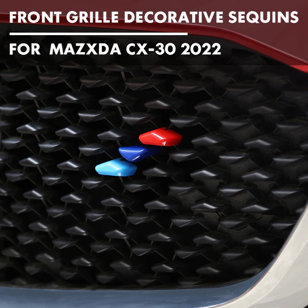 3Pcs Fit For Mazda CX30 CX-30 ABS Car Front Grill Front Face Right Side Decoration Trim Molding Accessories