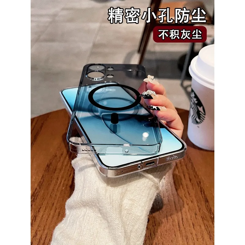 Magnetic Luxury Transparent PC Hard Shell Wireless Charging Shockproof Back Cover