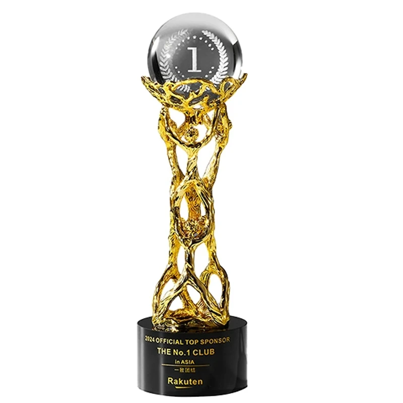 Customized Metal Trophy, Gold, silver, copper, Company Annual Meeting Excellent Employee Souvenirs Home Decor, Crystal Base, 1Pc