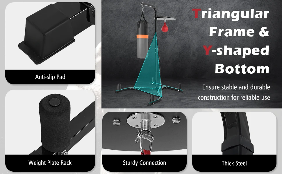 Punching Bag with Stand Adult, Freestanding Boxing Machine with Height Adjustable Speed Ball & Sandbag, Pre Filled Heavy