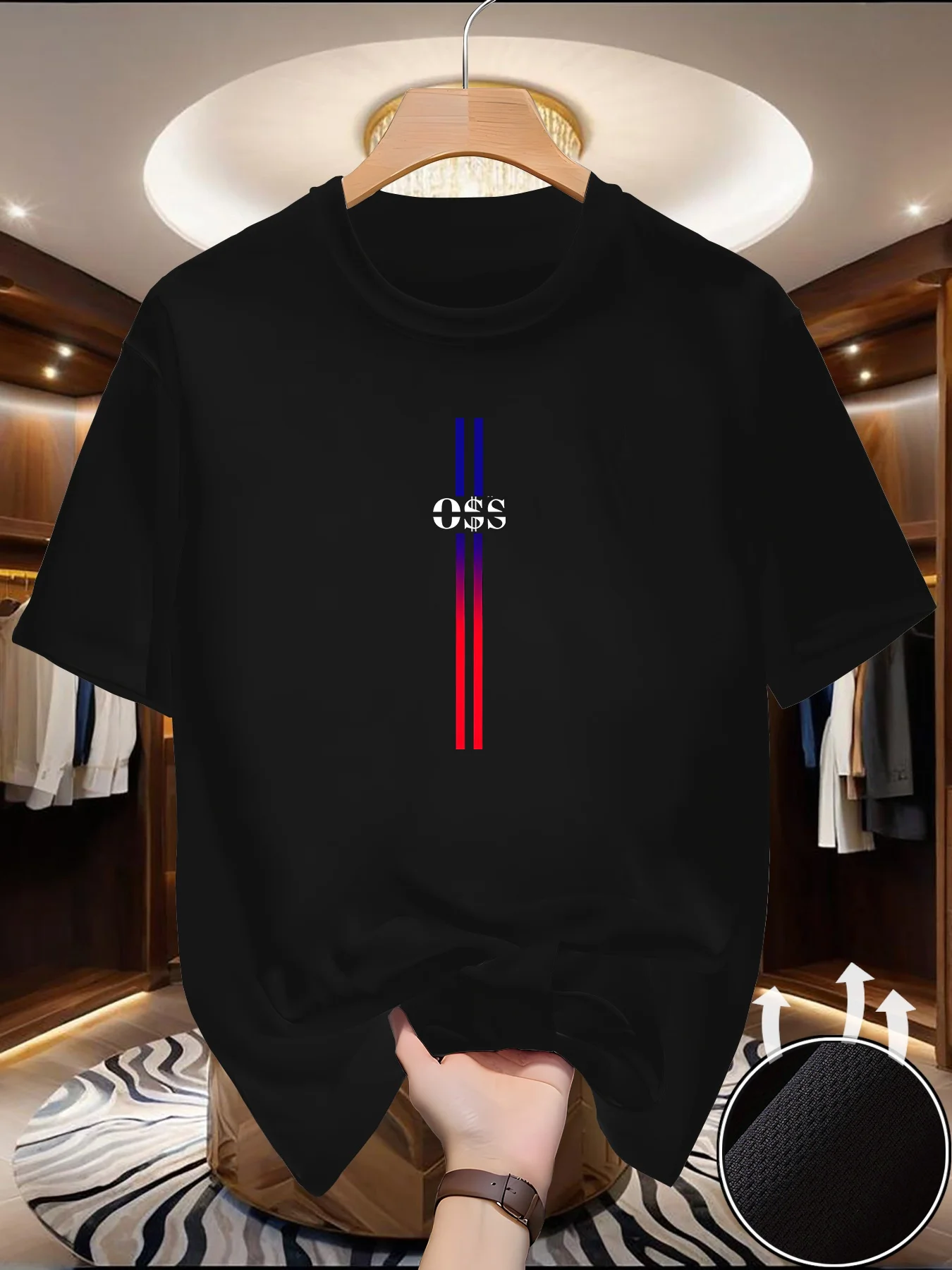 เสื้อยืดวิ่งคอกลมแห้งเร็วสำหรับผู้ชายรุ่นใหม่ฤดูใบไม้ผลิ/ฤดูร้อนเสื้อบางพิมพ์ลาย OSS แห้งเร็วแขนสั้นระบายอากาศได้ดีฟิตเนสกีฬา