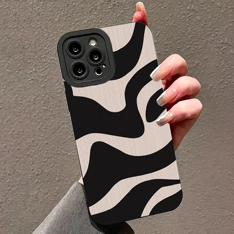 Custodia Fashion Zebra Stripe Black White Per Iphone 11 13 12 14 15 Pro Max 15 Plus Custodie Per Telefoni Cover Posteriore Morbida In Silicone Antiurt