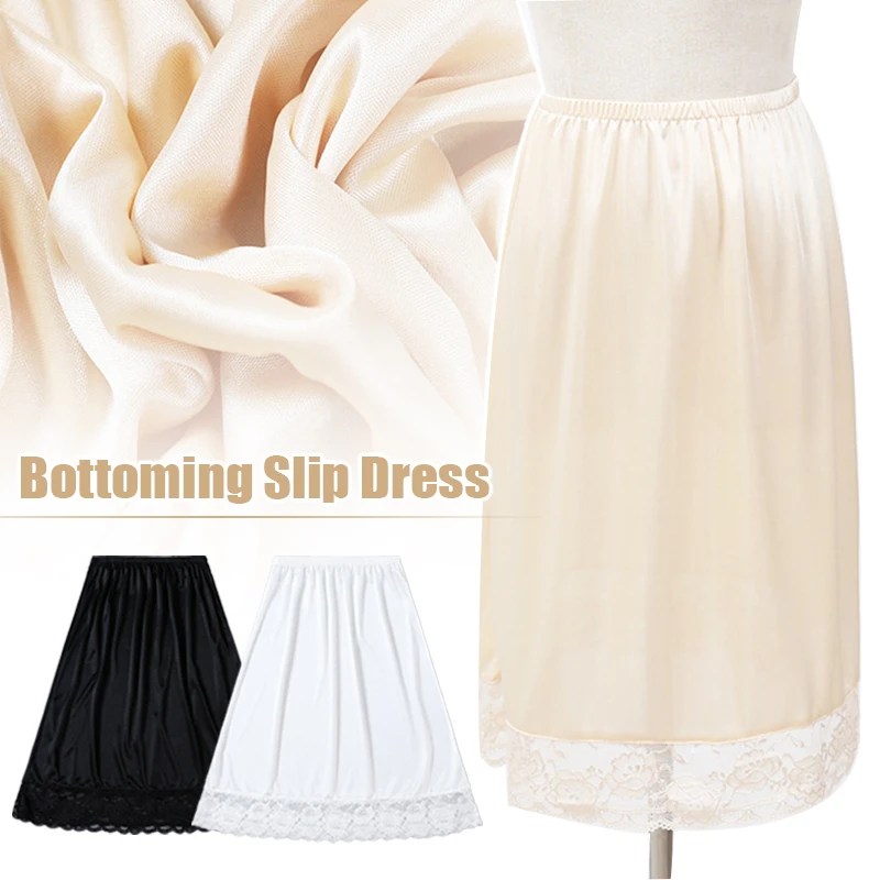 Lady Summer Half Slips Underskirt Inner Petticoat Lace Trim Mini Skirts Bottomed Skirt Extender Knee Lace Slip Half Extenders mini skirt underskirt lining