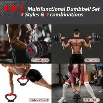 Adjustable Dumbbells Set - 20lbs/30lbs/70lbs/90lbs Multi-Functional Fitness Set, Kettlebell & Barbell Patterns, Beginner Dumbbel 3