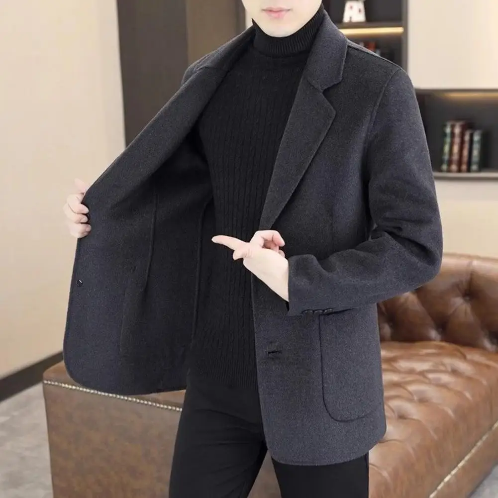 Men's Suit Jacket Wool Coats Elegant Man Jacket Two-button Lapel Pockets Classic Single Breasted