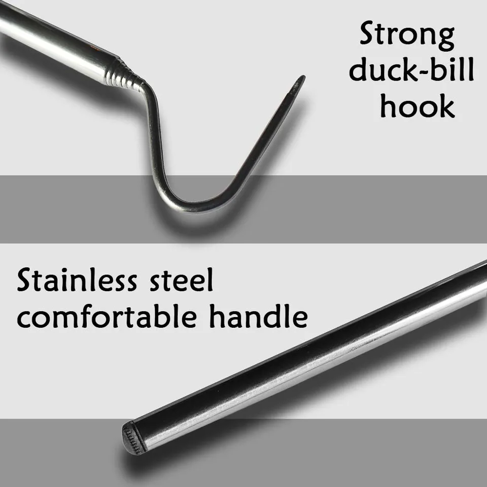 ViaGasaFamido Snake Hook Stainless Steel Snake Tongs Retractable Snake Catcher Snake Reptile Handling Hook For Outdoor Activities Wild Adventures 100cm