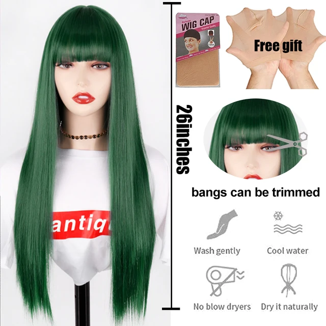 Synthetic Hair Pink and Black Wig Two layers of Wigs Long Straight hair Cosplay Wig Two Tone Ombre Color Women Wigs Lolita Wig T1/35