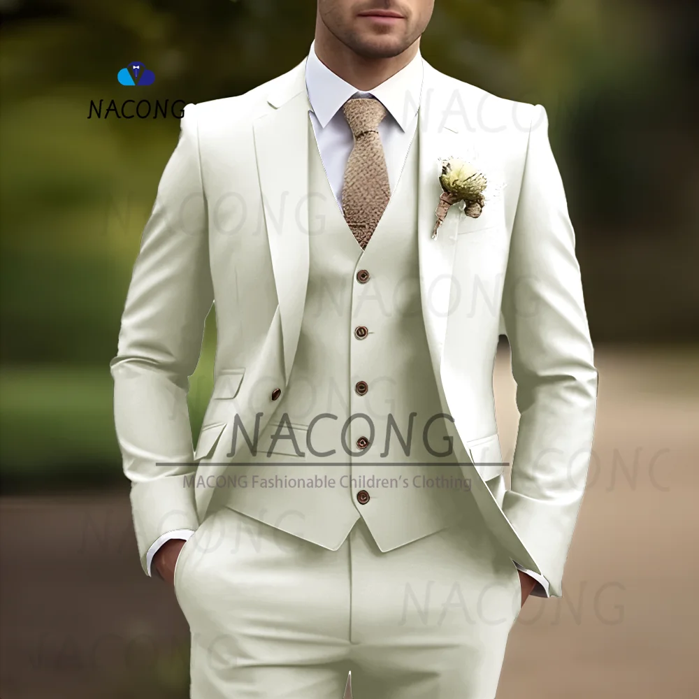 Description Picture 3 of itemBlue Men's Suit 3-piece Floral Jacket Pants Vest  Blazer for Groom Wedding Tuxedo Slim Fit Elegant Men Suit