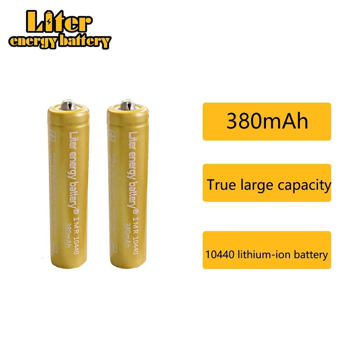 (てぃん) リチウムイオン電池3.7V,380mAh,充電式,高容量,LED懐中電灯用,10440