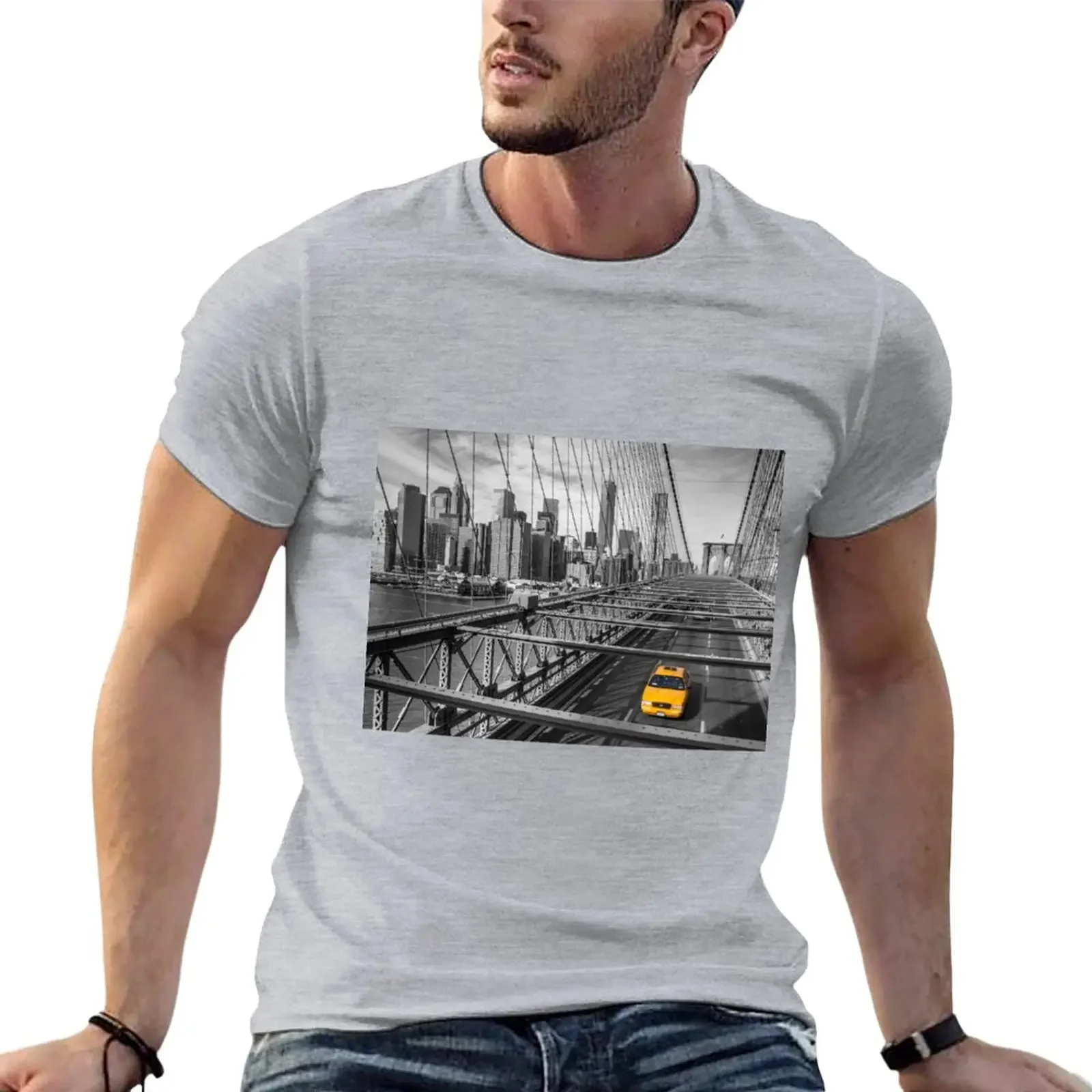 

Cab on Brooklyn Bridge T-Shirt customs tops mens vintage t shirts