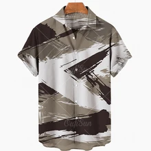 

2022 Men's Oil Painting Printed Shirt, Fashion Lover Short Sleeve Loose Shirt, Hawaiian Style, Lapel Single Button, Large 5 XL