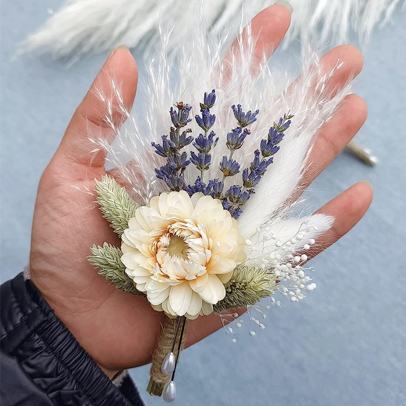 

Mini Dried Flowers Bouquets Boho Fall Wedding Anniversary Decorations Bridesmaid Groom Corsage Preserved Babysbreath