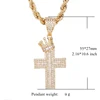Direct Sale  Hip Hop 14k Gold Plated crown cross Zircon copper pendant charm 1