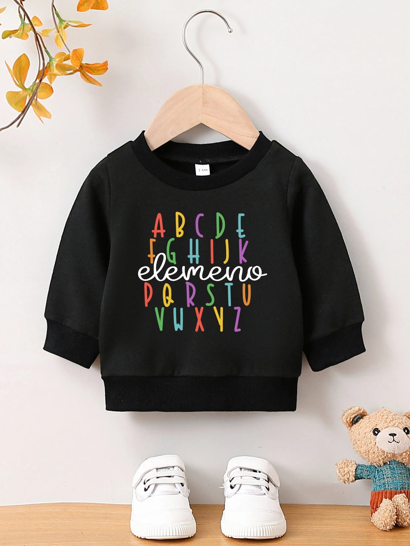 Autumn And Winter Baby Boy Round Neck Long Sleeved Casual Cute Cartoon Hoodie Suitable For Ages 1-2
