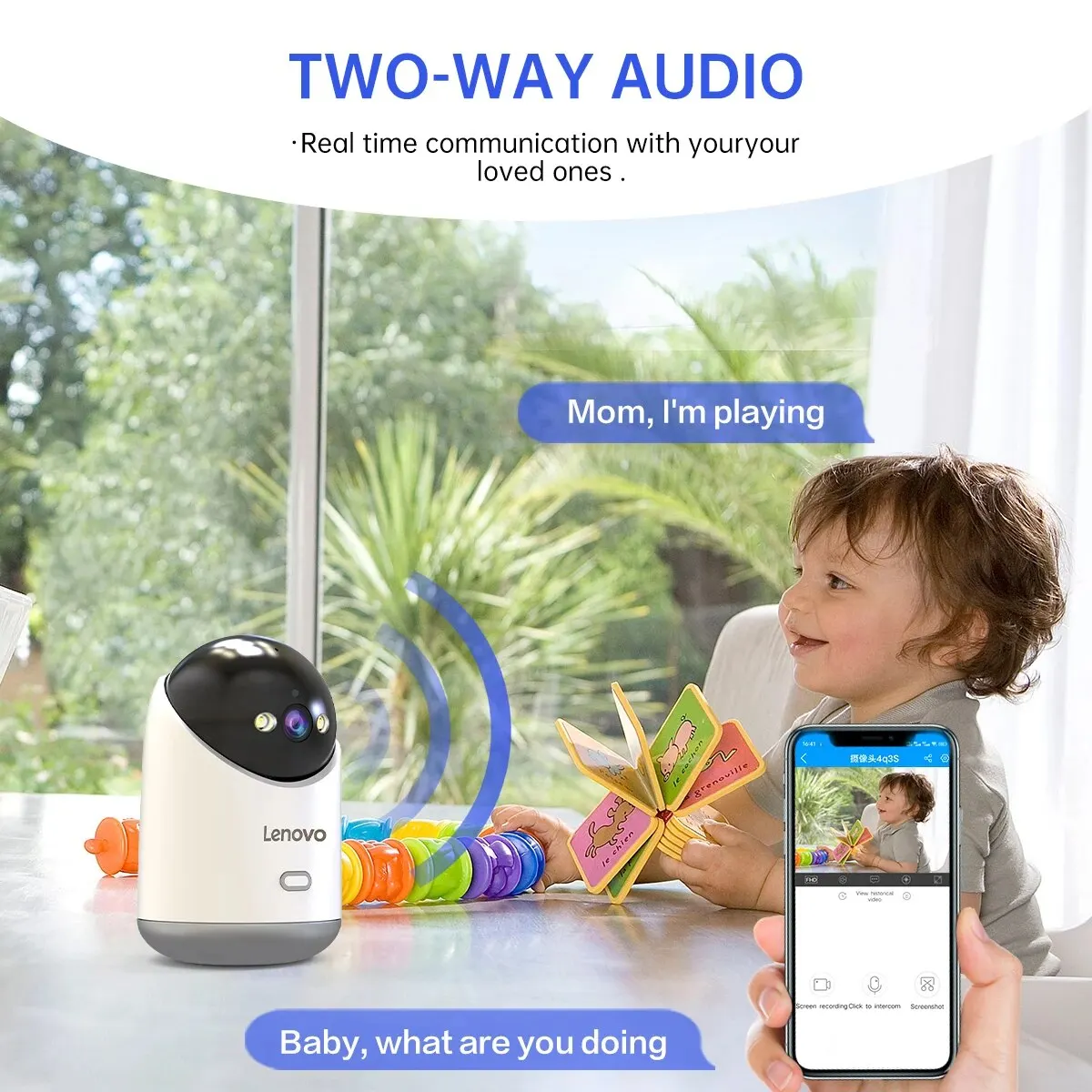 Lenovo 3MP 5G WiFi PTZ Telecamera IP Smart Home Color Night Audio Telecamera di sorveglianza wireless Monitoraggio automatico Sicurezza Baby Monitor - immagine 2