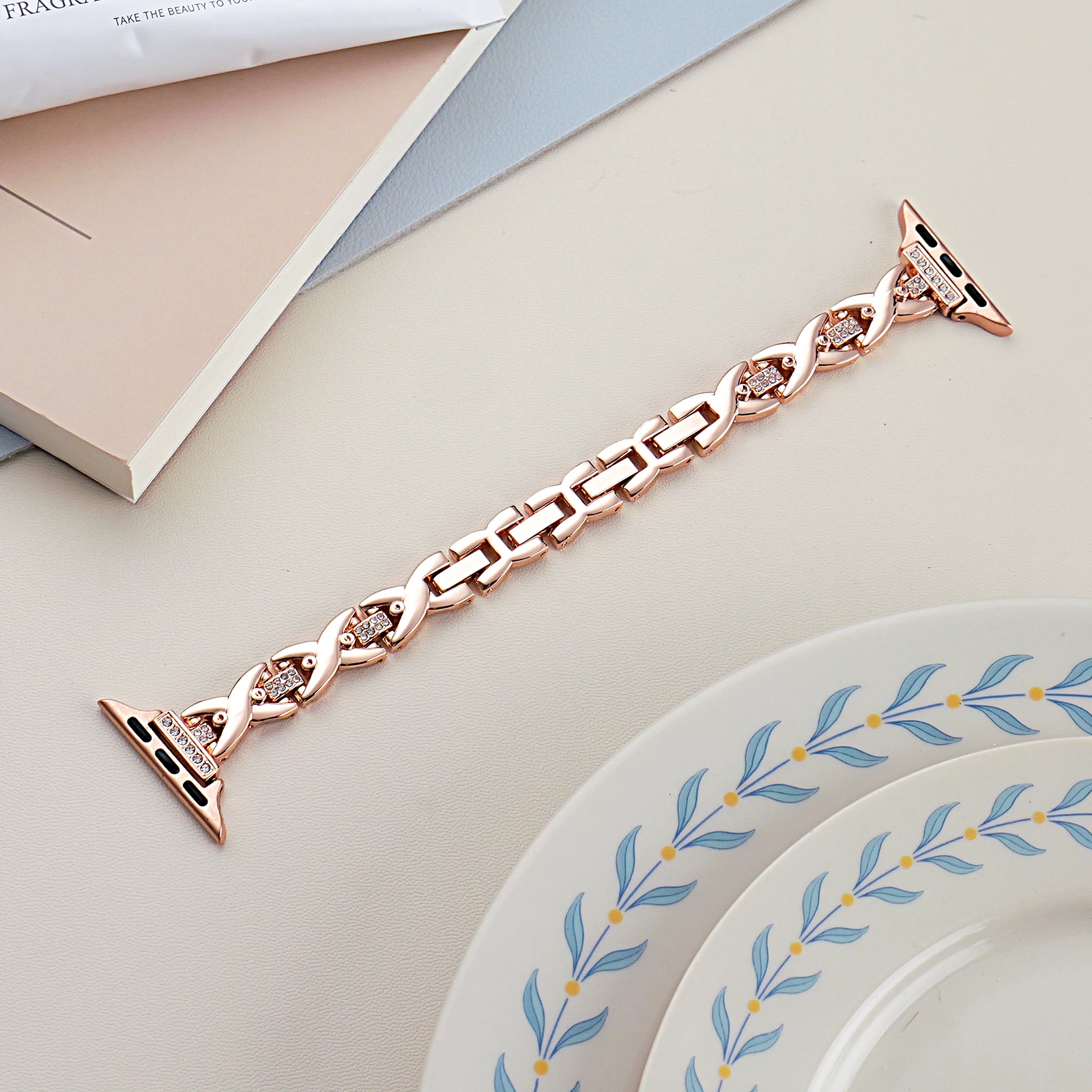 Elegant Diamond-Accented Metal Bracelet