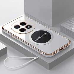 Luxury Magnetic Attraction Shockproof Silicone Back Cover in Square Plating Design for Huawei nova 13i (CXgs6D White)