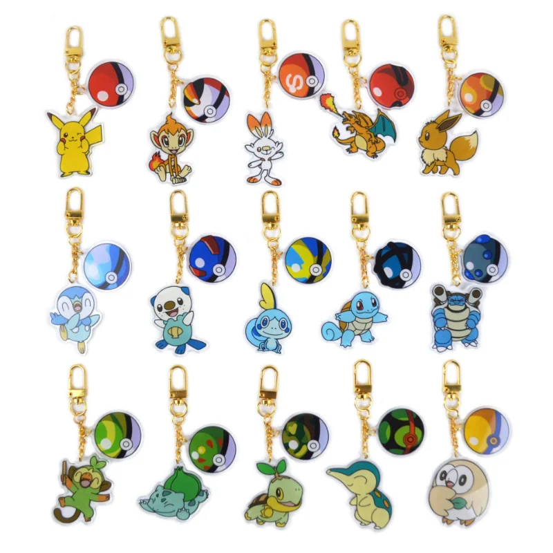 

Pokemon Anime Figure Cute Pikachu Eevee Acrylic Keychain Pocket Elf Kawaii Charmander Key Chain for Men and Women Accessories