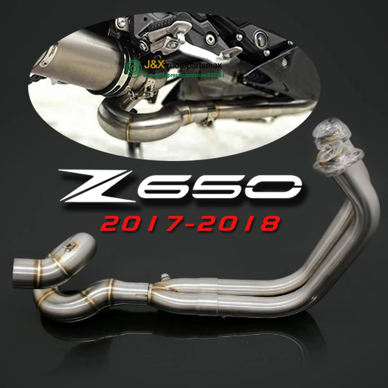 

Motorcycle Exhaust Muffler Middle Link Pipe Full System Slip On For kawasaki NINJA650R ninja650 Z650 2017 2018