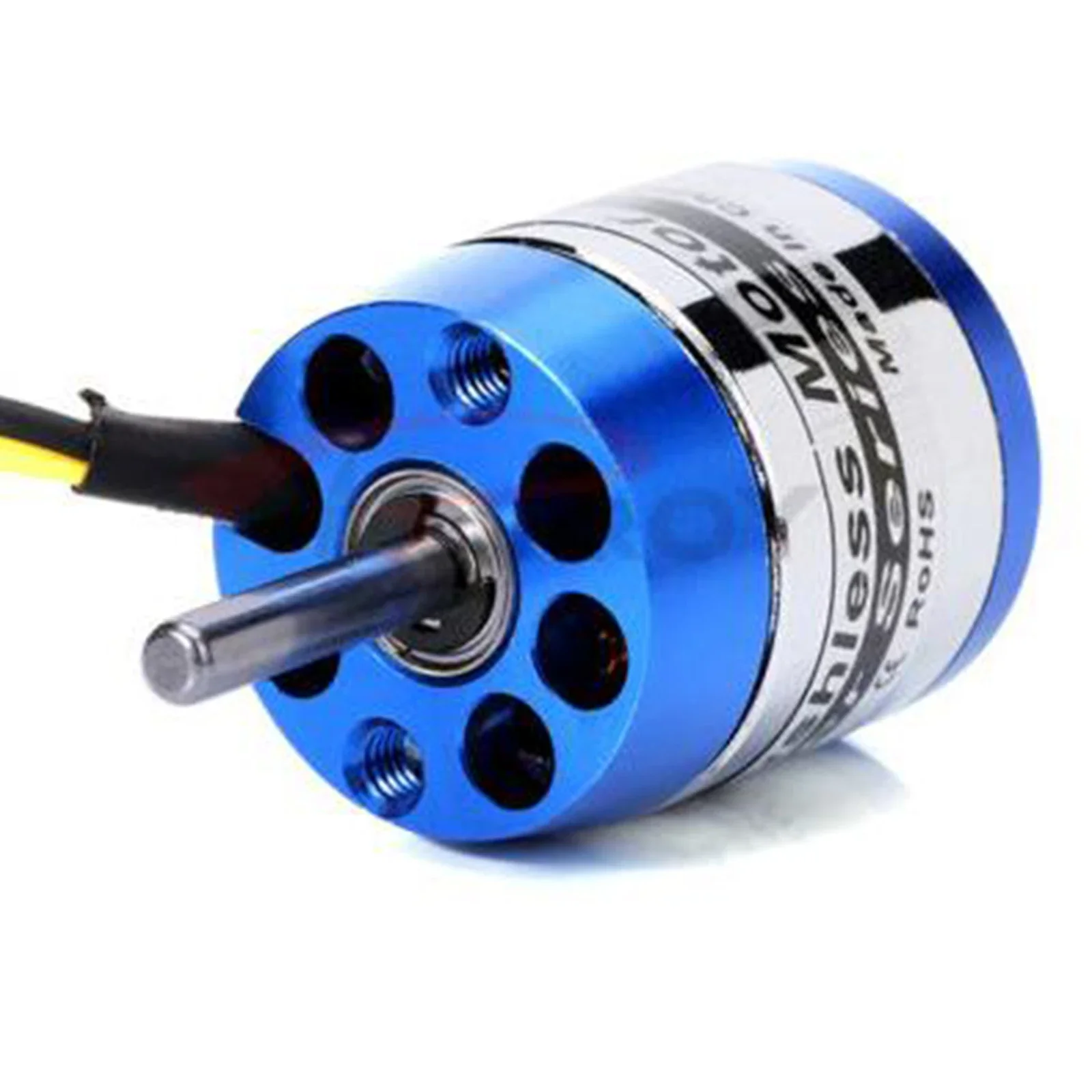 Vue de côté du moteur brushless D2225 2000KV pour quadcopter, montrant les aimants internes.