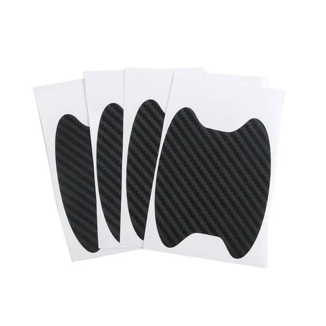 thumbnail image 1 of Juego de 4 molduras adhesivas para decoración de coche, pegatinas para puerta de coche, fibra de carbono, resistente a arañazos, película protectora para manija de coche, 1 of 5