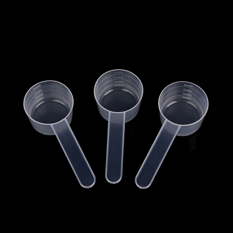 40ML 20g Flat Bottom Graduated Measuring Spoon With Scale Transparent Plastic Kitchen Baking Measuring Spoon Tableware 10Pcs