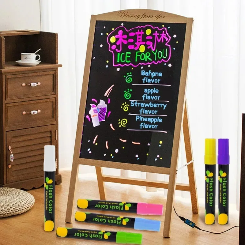 형광 마커 펜 세트 DIY 낙서 아트 드로잉 펜 LED 쓰기 보드에 대 한 다기능 유리 칠판 형광펜 펜