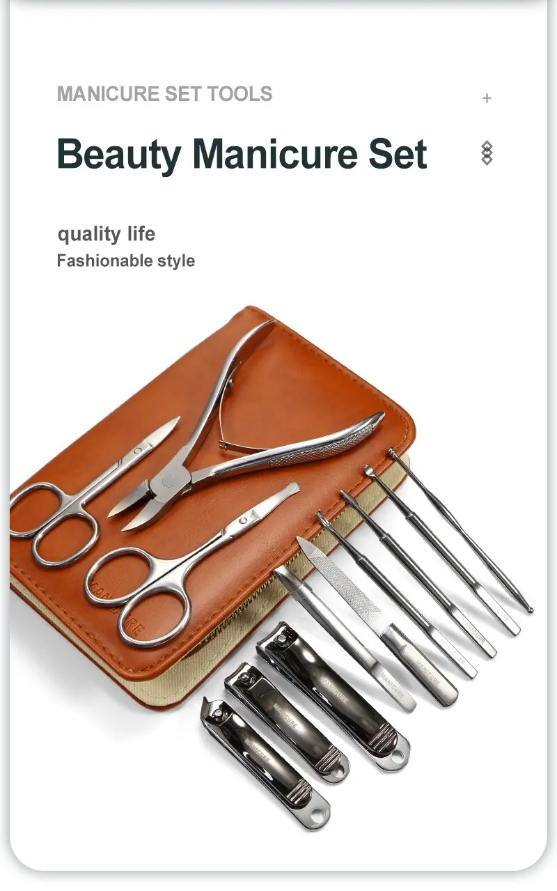High-end 12 Pcs Manicure Set - Stainless Steel Nail Clipper Gift Kit