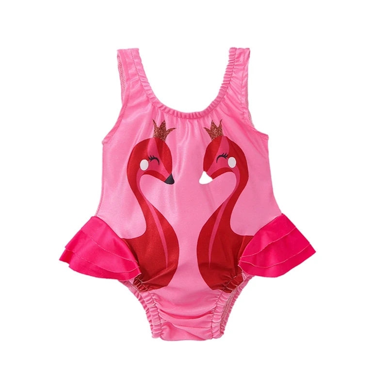 

Yiiciovy Little Girl's Lovely Swimsuit Bikini Cartoon Swan Print Swimwear Swimming Suit Costume Summer Kid's Beach Bathing Suit