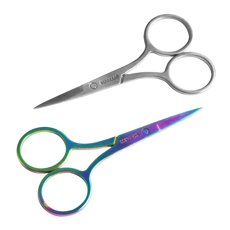 2pcs Stainless Steel Eyebrow Scissor Makeup Eyelash Trimmer Facial Hair Remover Manicure Scissor Nose Hair Tool Beauty Scissors 6
