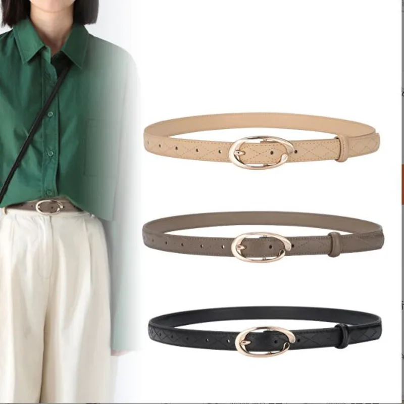 

High Quality Black Simple Pin Buckle Leather Belt Women's Casual Vintage Lady Dress Jeans Decorative Belt