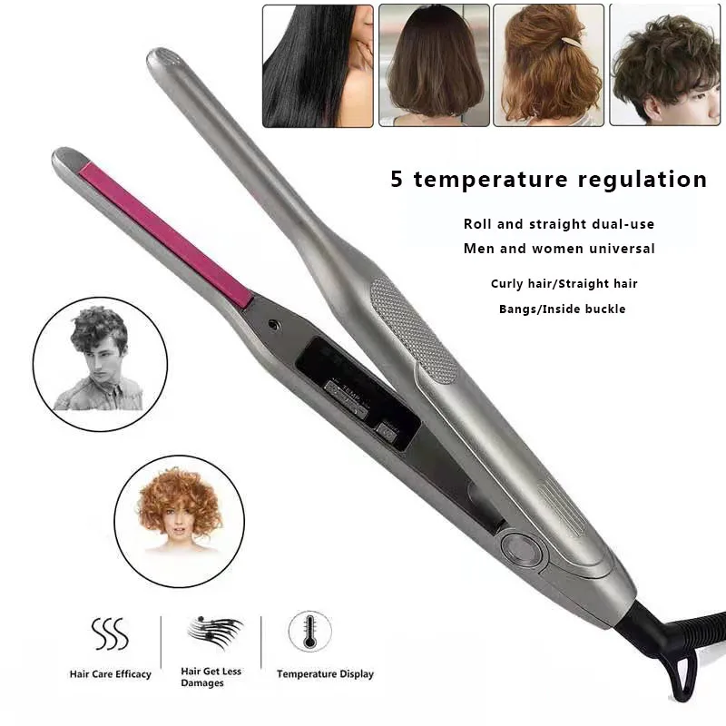 

Curling Iron Hair Straightener Small Flat Iron for Short Hair Hair Curler Beard Thin Pencil Flat Iron Titanium Travel