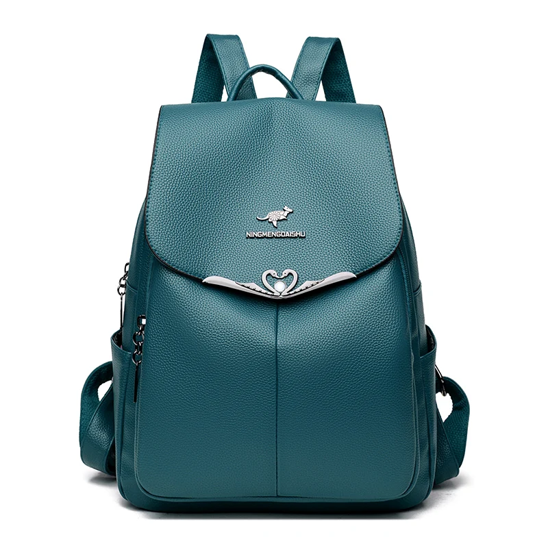 حقيبة ظهر نسائية جديدة، مصممة من الجلد، مثالية للس...