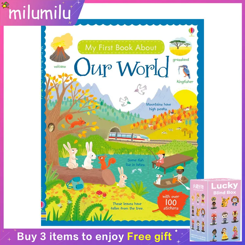 

MiluMilu Usborne Original Children Popular Education Books My First Book About Our World Colouring English Activity Story