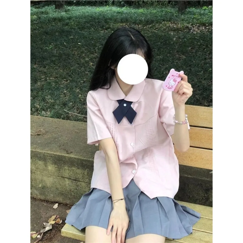  대학 스타일 JK 교복, 여성용 반팔 셔츠 탑 3피스 슈트, 데일리웨어 및 코스프레용 캐주얼 의상