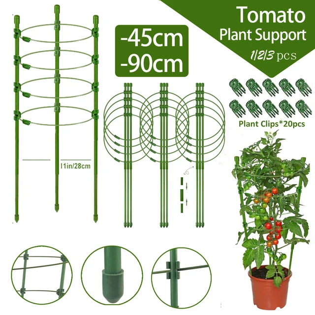 90cm Adjustable Tomato Cage 36 inches Plant Support Cages Cucumber Trellis for Climbing Plants 4 Adjustable Rings and Plant Clip 1