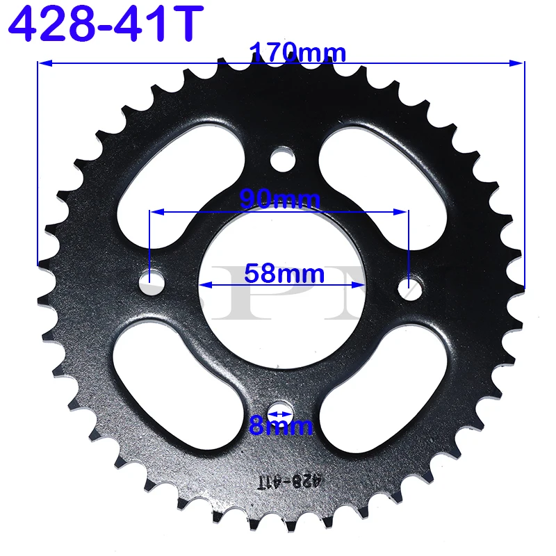 Engine sprocket motorcycle scooter gear 420/428 37T 41T 48T tooth 58mm / 90mm rear sprocket for ATV Go Kart Quad Bike off-road motorcycles