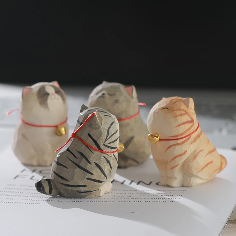 Handcrafted wood carving Home decorations decoraciones para el hogar desk accessories room decor Handmade Cat statue offices 4