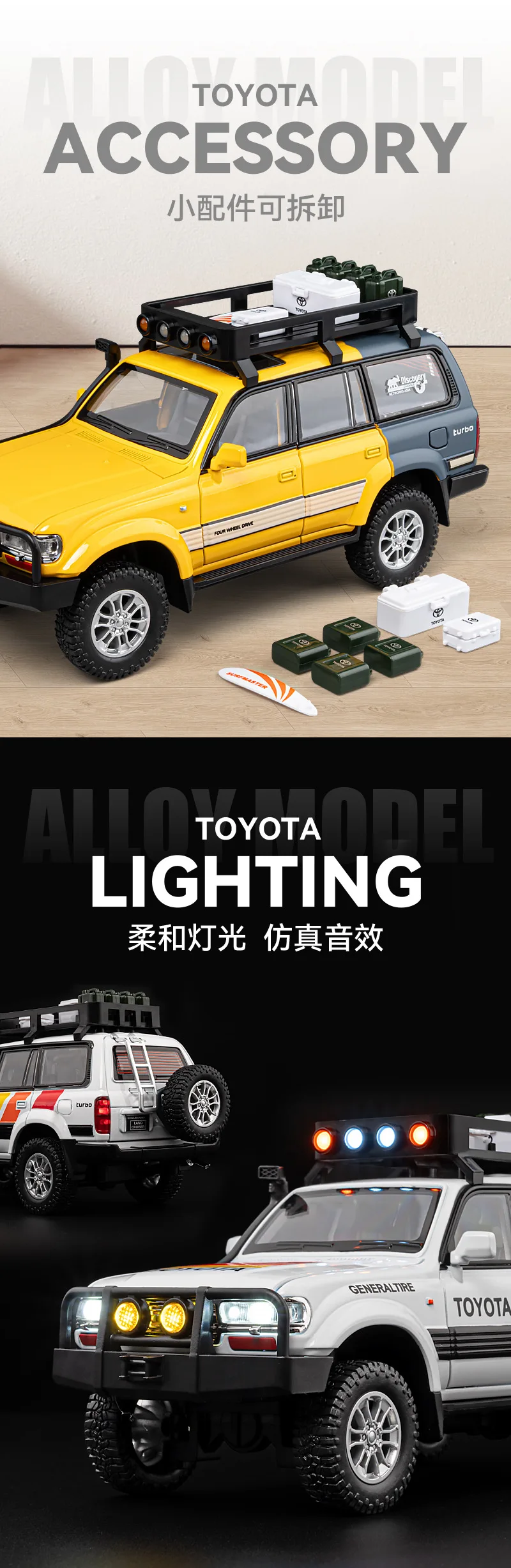 1:24 Toyota LAND CRUISER LC80 SUV Alloy Diecast Car Model Off-road