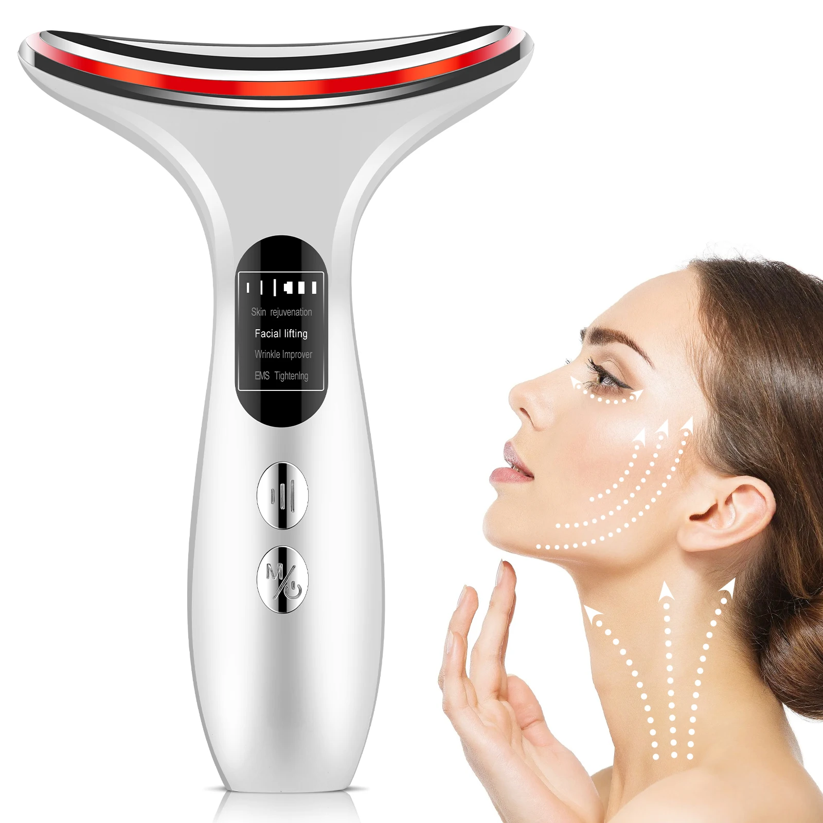 EMS Micro-current Neck Face Beauty Device 7 Color Facial Massager for Enhanced Face Neck and Shoulder Care with Vibrating